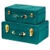 Vintiquewise Decorative Tufted Velvet Suitcase Treasure Chest, Green, PK 2 QI003982_GN